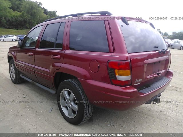 1J8GW68J12C160895 - 2002 JEEP GRAND CHEROKEE OVERLAND RED photo 3