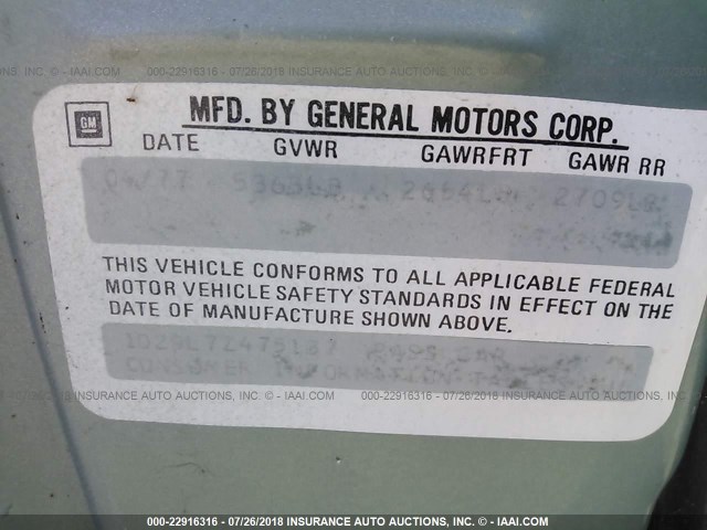 1D29L7Z475137 - 1977 CHEVY MALIBU  GREEN photo 9