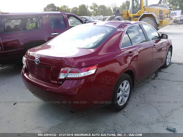 4T4BF3EK1AR059573 - 2010 TOYOTA CAMRY SE/LE/XLE RED photo 4