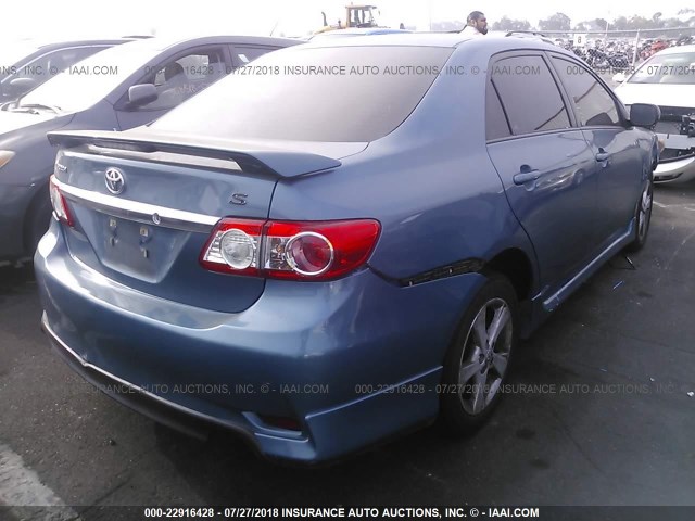 5YFBU4EE0DP204401 - 2013 TOYOTA COROLLA S/LE BLUE photo 4