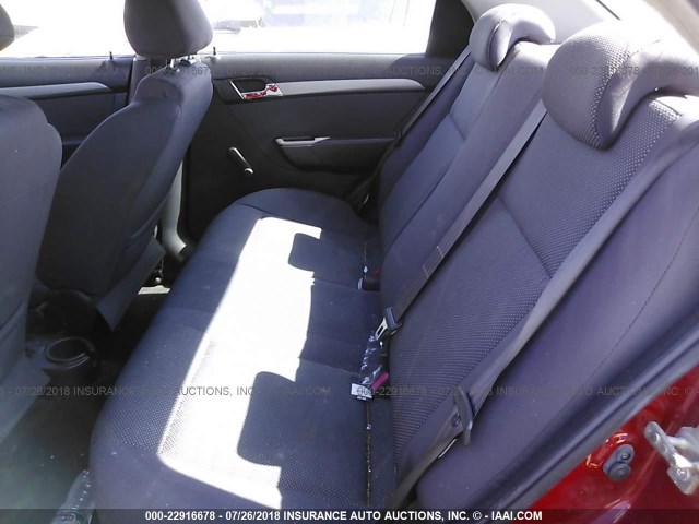 KL1TD56608B020766 - 2008 CHEVROLET AVEO LS RED photo 8