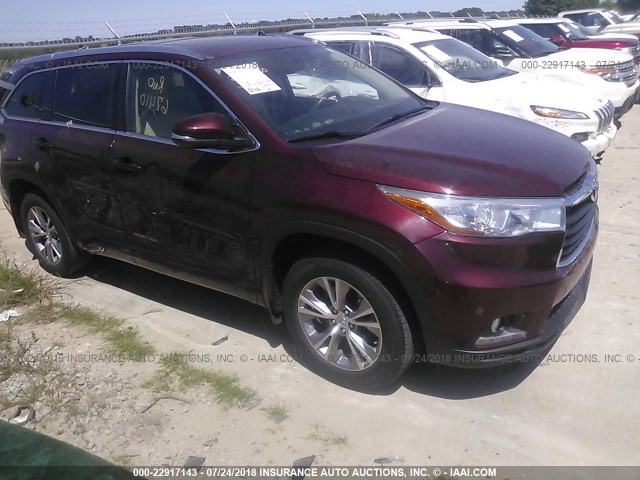 5TDDKRFH5GS260656 - 2016 TOYOTA HIGHLANDER LIMITED/LTD PLATINUM BURGUNDY photo 1