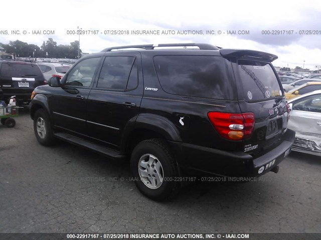 5TDBT48A42S136541 - 2002 TOYOTA SEQUOIA LIMITED BLACK photo 3