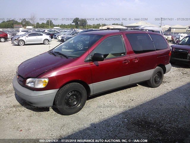 4T3ZF13C4XU142147 - 1999 TOYOTA SIENNA LE/XLE RED photo 2