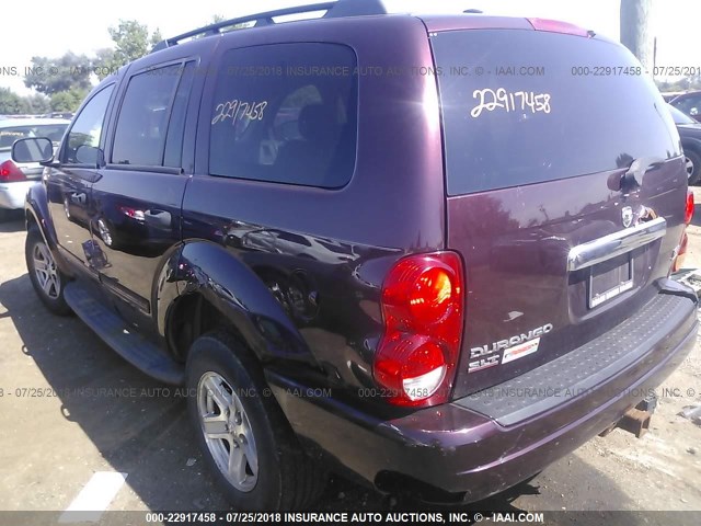 1D8HD48DX5F564704 - 2005 DODGE DURANGO SLT 勃艮第红 照片 3