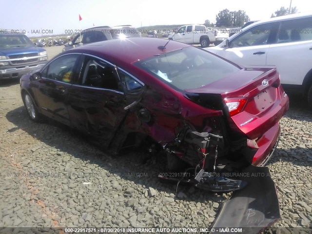 3FA6P0LU1DR165720 - 2013 FORD FUSION SE HYBRID RED photo 3