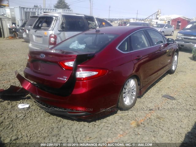 3FA6P0LU1DR165720 - 2013 FORD FUSION SE HYBRID RED photo 4