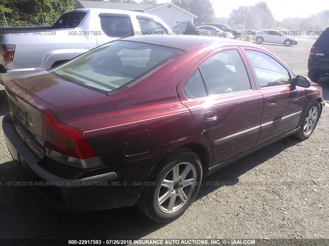 YV1RS61R722163022 - 2002 VOLVO S60 BURGUNDY photo 4