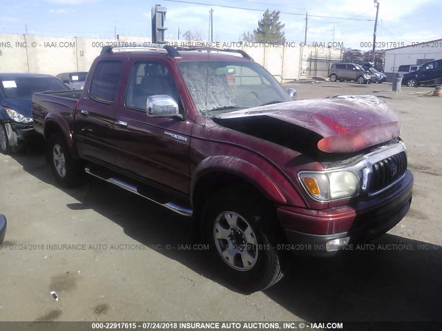 5TEGN92N92Z001101 - 2002 TOYOTA TACOMA DOUBLE CAB PRERUNNER BURGUNDY photo 1