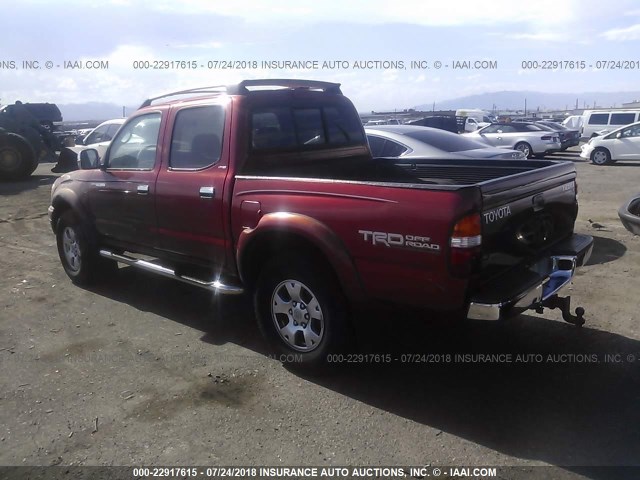 5TEGN92N92Z001101 - 2002 TOYOTA TACOMA DOUBLE CAB PRERUNNER BURGUNDY photo 3