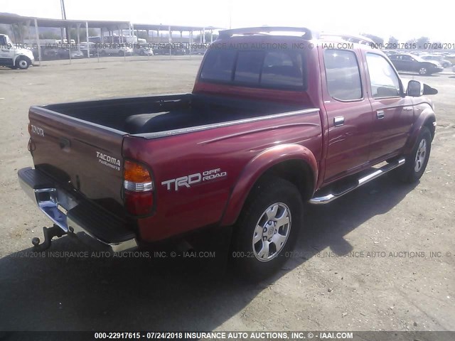 5TEGN92N92Z001101 - 2002 TOYOTA TACOMA DOUBLE CAB PRERUNNER BURGUNDY photo 4