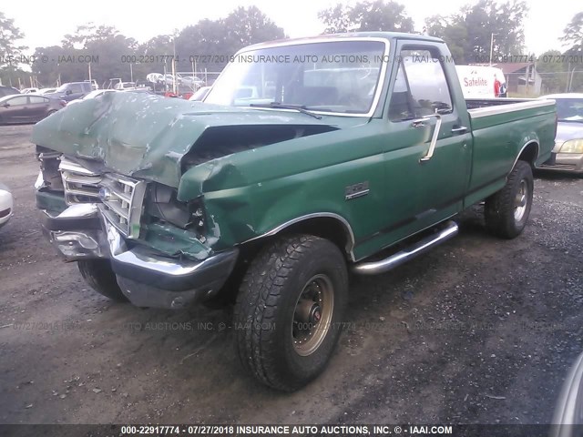 1FTHF26H6MNA34673 - 1991 FORD F250 GREEN photo 2