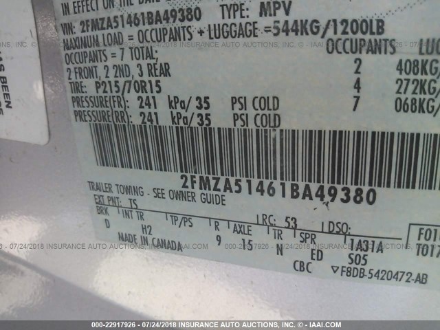 2FMZA51461BA49380 - 2001 FORD WINDSTAR LX SILVER photo 9