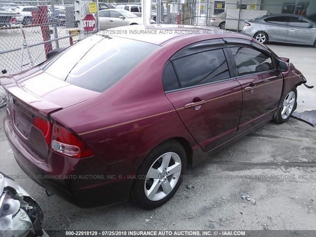 2HGFA16918H509414 - 2008 HONDA CIVIC EXL RED photo 4