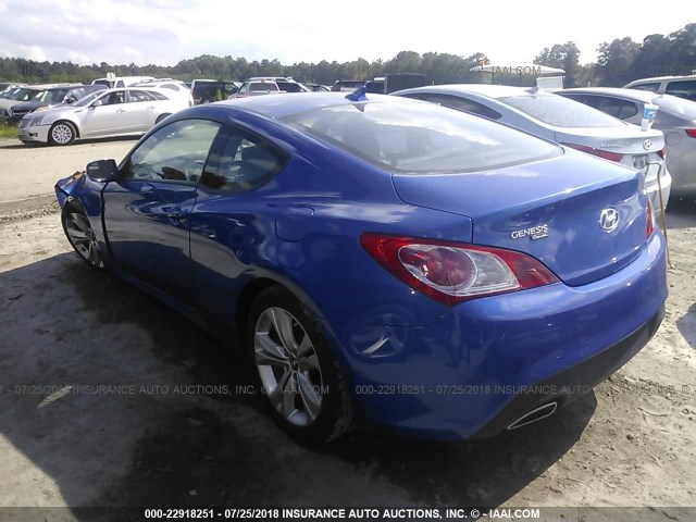 KMHHU6KH6AU011586 - 2010 HYUNDAI GENESIS COUPE 3.8L BLUE photo 3