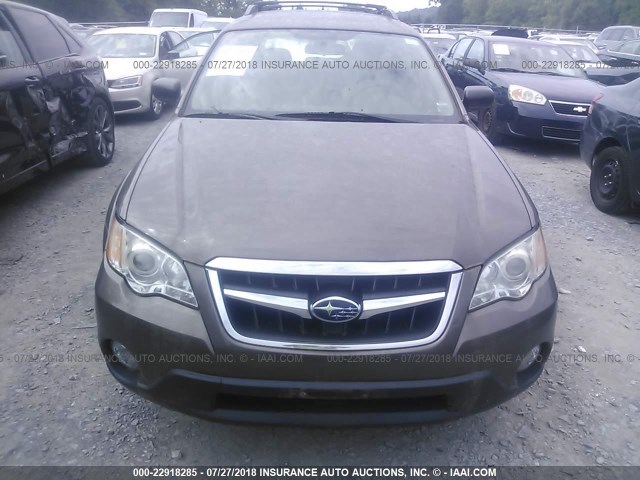 4S4BP61C097345965 - 2009 SUBARU OUTBACK 2.5I BROWN photo 6