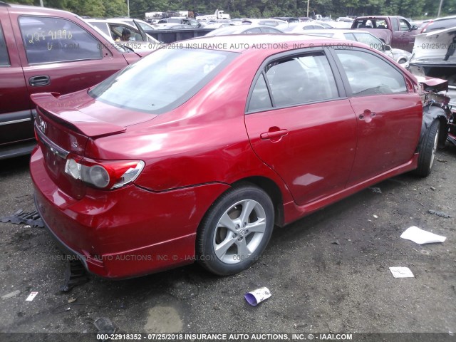 2T1BU4EE6DC096785 - 2013 TOYOTA COROLLA S/LE RED photo 4