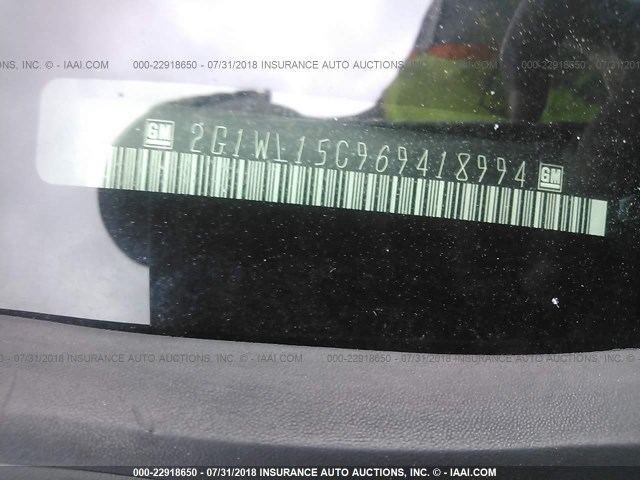 2G1WL15C969418994 - 2006 CHEVROLET MONTE CARLO SS შავი ფოტო 9