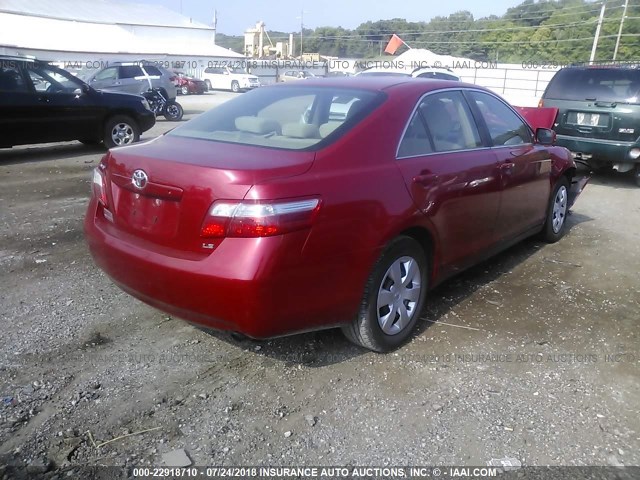 4T1BE46K47U009308 - 2007 TOYOTA CAMRY NEW GENERAT CE/LE/XLE/SE RED photo 4