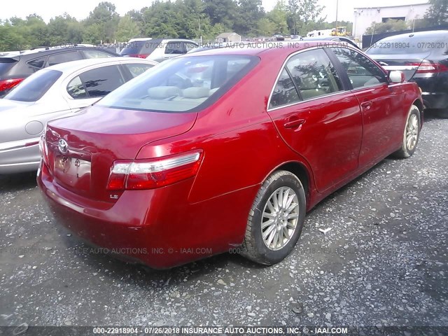 4T1BE46K68U250692 - 2008 TOYOTA CAMRY CE/LE/XLE/SE RED photo 4