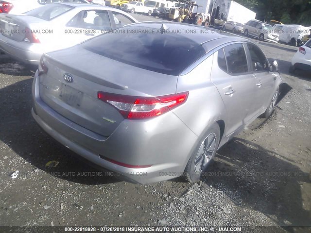 KNAGM4AD9C5030906 - 2012 KIA OPTIMA HYBRID SILVER photo 4