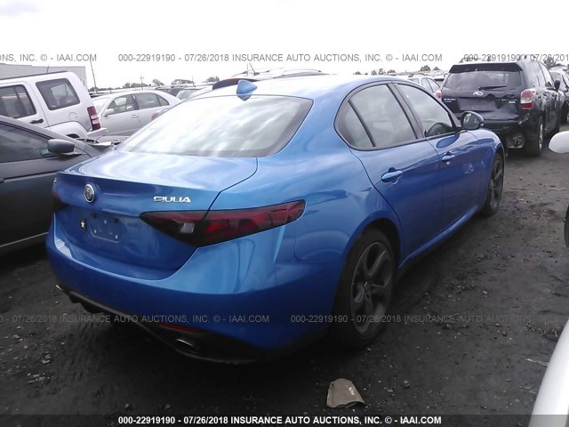 ZARFAEDN5H7558610 - 2017 ALFA ROMEO GIULIA Q4 BLUE photo 4