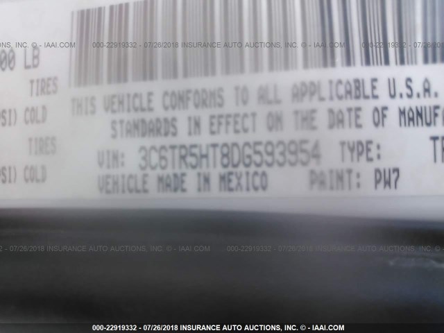 3C6TR5HT8DG593954 - 2013 RAM 2500 ST WHITE photo 9