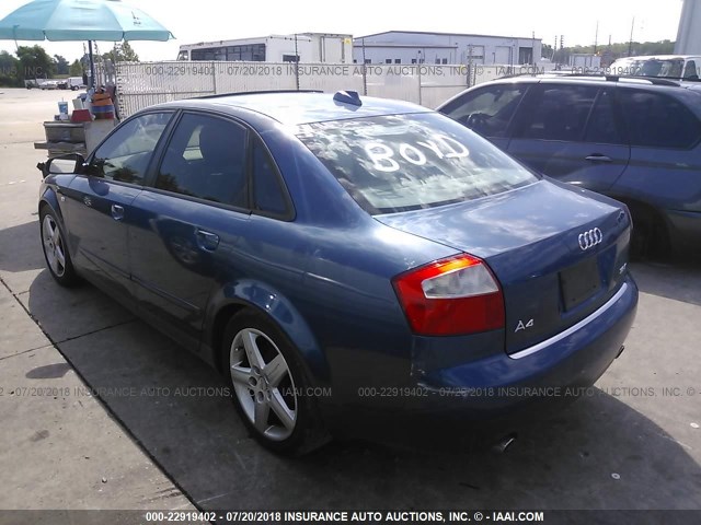 WAUJC68EX4A060797 - 2004 AUDI A4 1.8T BLUE photo 3