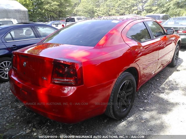 2B3KA53H27H654476 - 2007 DODGE CHARGER R/T RED photo 4