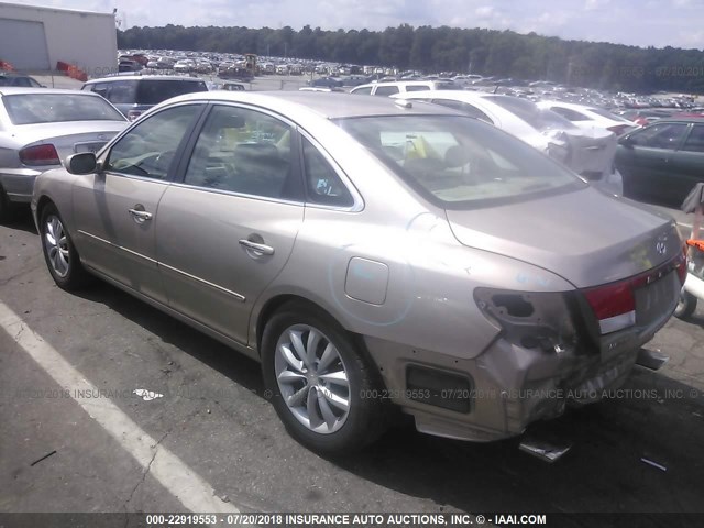 KMHFC46F97A211962 - 2007 HYUNDAI AZERA SE/LIMITED GOLD photo 3