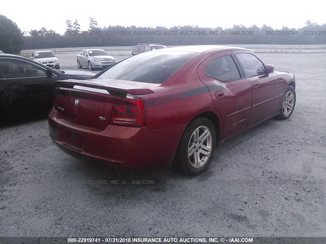 2B3KA53H96H353797 - 2006 DODGE CHARGER R/T RED photo 4