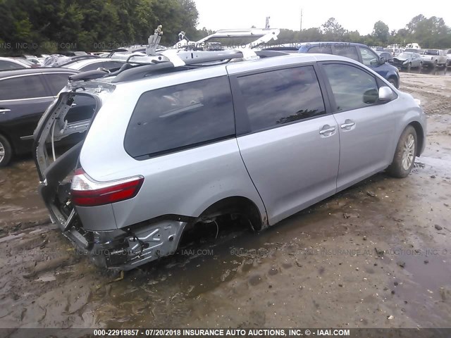 5TDYZ3DC9HS890568 - 2017 TOYOTA SIENNA XLE/LIMITED SILVER photo 4