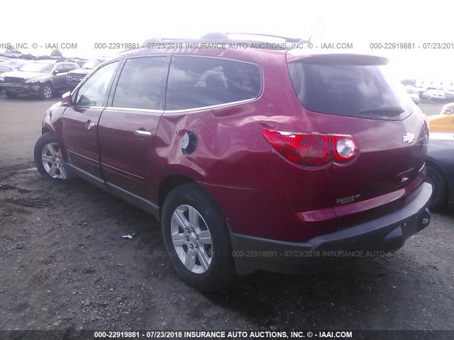 1GNKRGEDXCJ167748 - 2012 CHEVROLET TRAVERSE LT RED photo 3