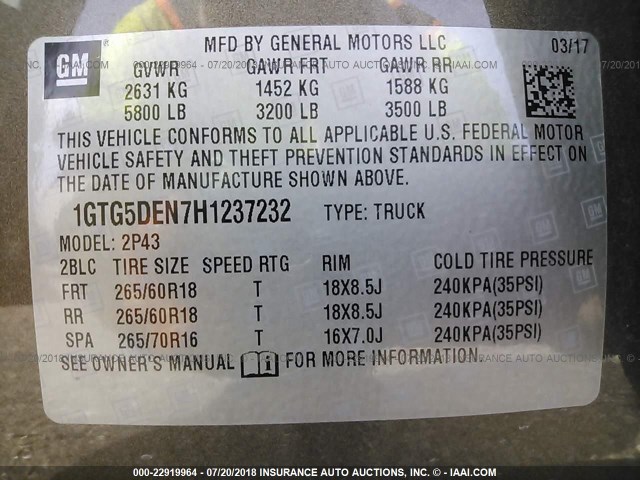 1GTG5DEN7H1237232 - 2017 GMC CANYON SLT BROWN photo 9