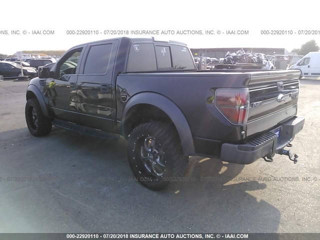 1FTFW1R68EFC72967 - 2014 FORD F150 SVT RAPTOR BLACK photo 3