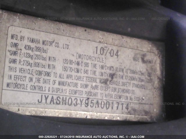 JYASH03Y95A001714 - 2005 YAMAHA YP400 BLUE photo 9