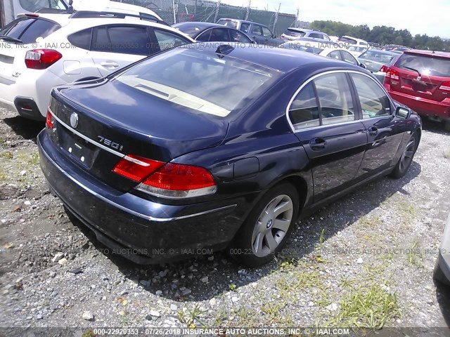 WBAHL83527DT07864 - 2007 BMW 750 I BLUE photo 4
