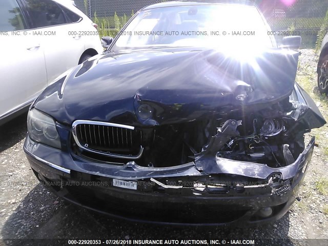 WBAHL83527DT07864 - 2007 BMW 750 I BLUE photo 6