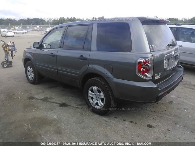 5FNYF18177B000884 - 2007 HONDA PILOT LX GRAY photo 3