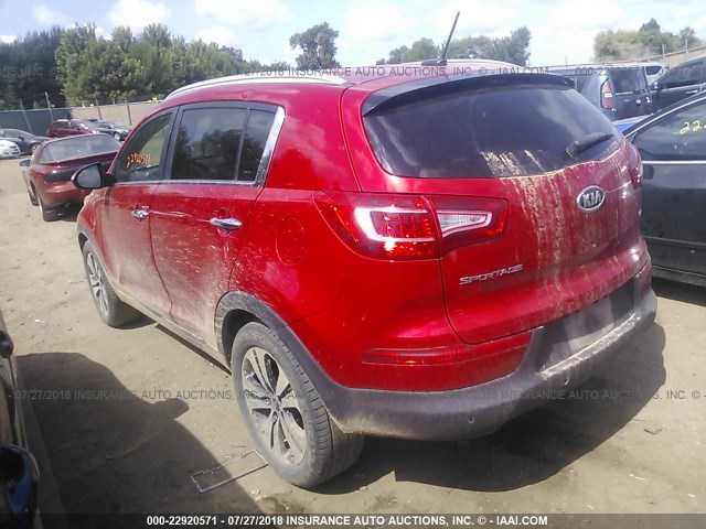 KNDPC3A21C7192712 - 2012 KIA SPORTAGE EX RED photo 3