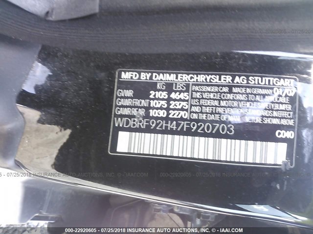 WDBRF92H47F920703 - 2007 MERCEDES-BENZ C 280 4MATIC BLACK photo 9