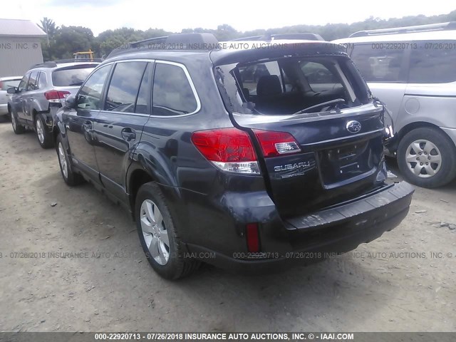 4S4BRCKC0B3321878 - 2011 SUBARU OUTBACK 2.5I LIMITED BLUE photo 3