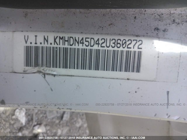 KMHDN45D42U360272 - 2002 HYUNDAI ELANTRA GLS/GT WHITE photo 9