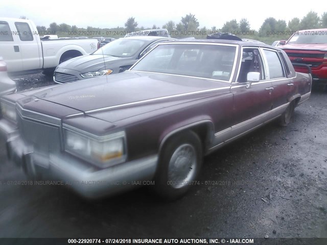 1G6DW54E6MR708499 - 1991 CADILLAC BROUGHAM RED photo 2