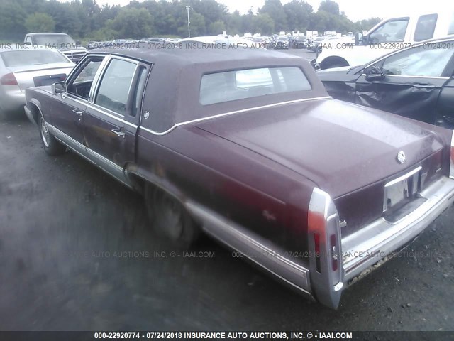 1G6DW54E6MR708499 - 1991 CADILLAC BROUGHAM RED photo 3