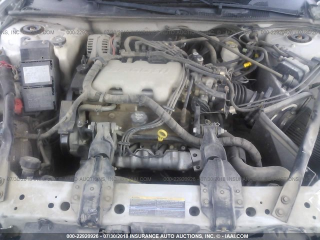 2G1WW12E049319345 - 2004 CHEVROLET MONTE CARLO LS ვერცხლისფერი ფოტო 10