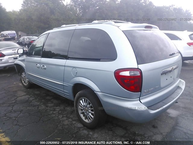 2C8GP64L71R369459 - 2001 CHRYSLER TOWN & COUNTRY LIMITED Light Blue photo 3