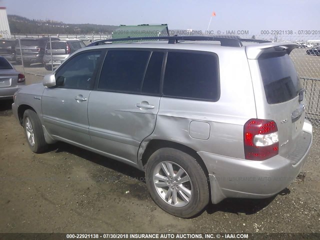 JTEEW21A660030552 - 2006 TOYOTA HIGHLANDER HYBRID SILVER photo 3