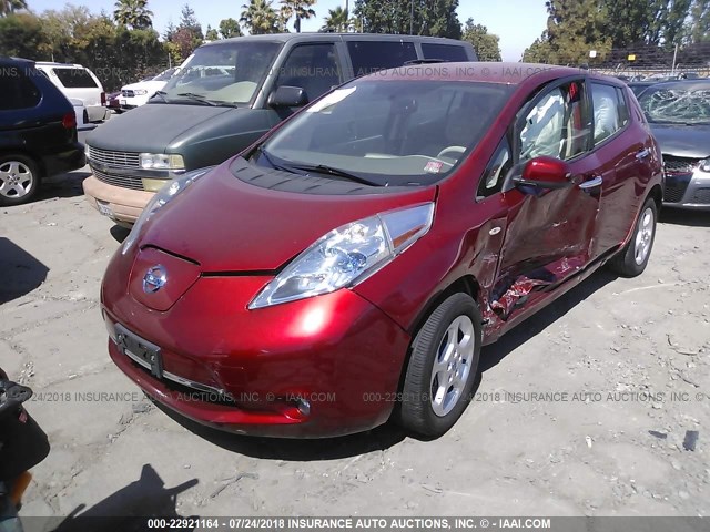 JN1AZ0CPXBT003768 - 2011 NISSAN LEAF SV/SL RED photo 2