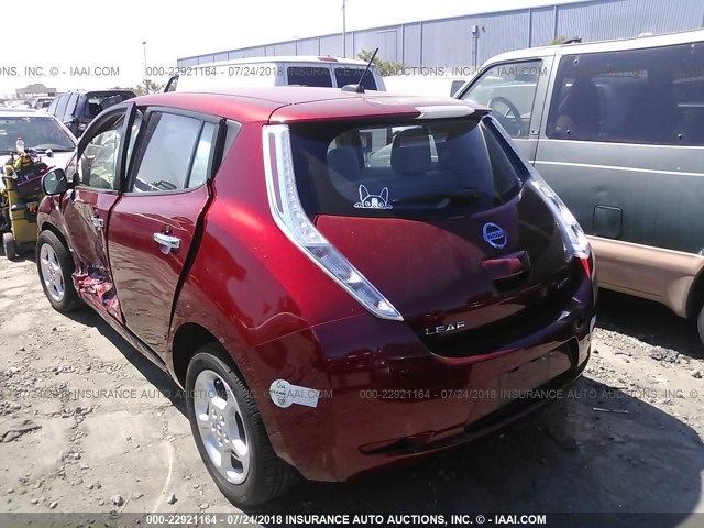 JN1AZ0CPXBT003768 - 2011 NISSAN LEAF SV/SL RED photo 3